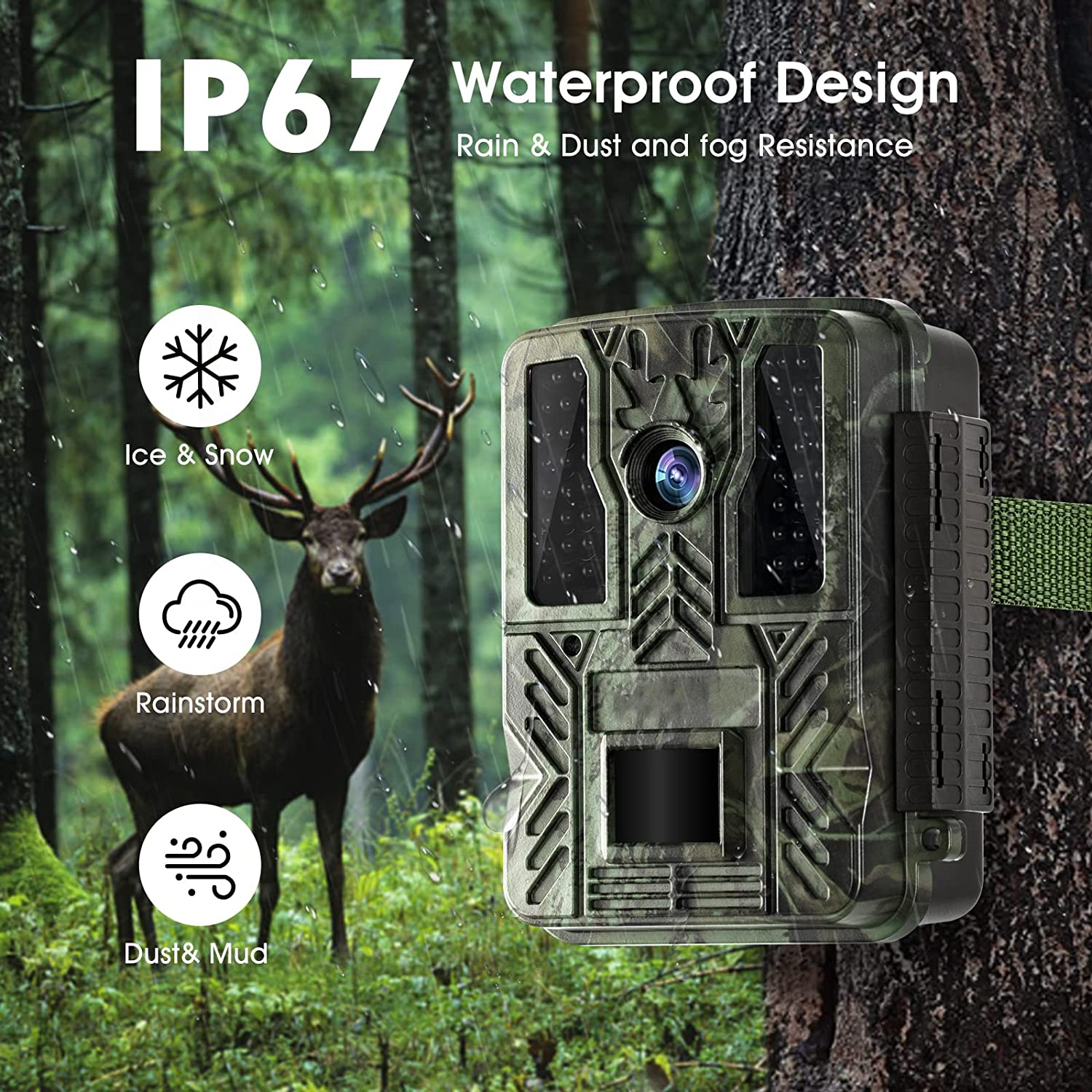 Night Vision Infrared Digital Hunting Trail Camera with Waterproof IP67